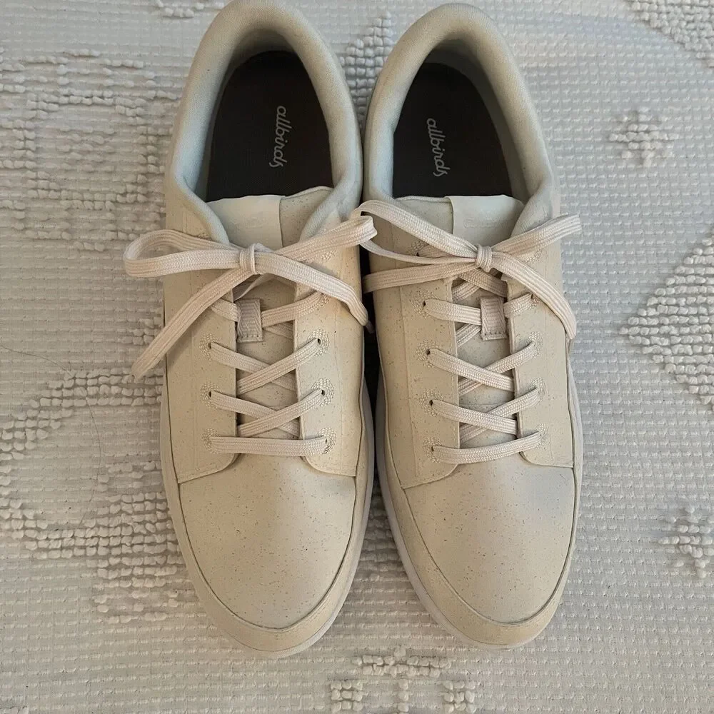 Allbirds plant-based leather pushes sneakers, Size 13, cream color, outdoor
